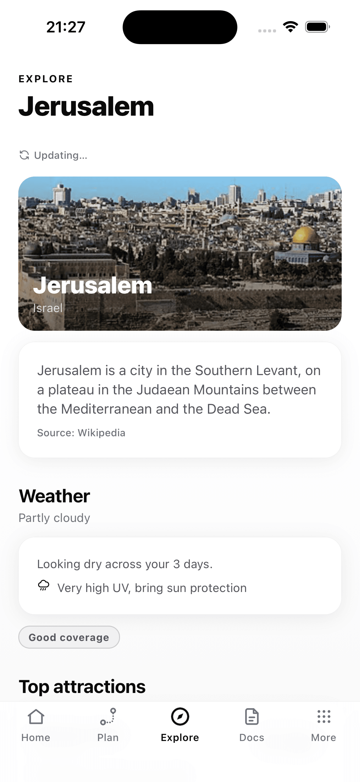 TripAtlas app screen